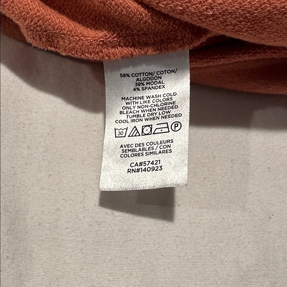 Lou & Grey Burnt Orange Zip Hoodie | Petite Medium MP | Soft Cotton Modal Blend - Picture 3 of 6